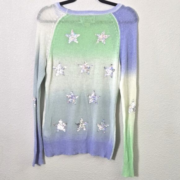 Wildfox Star Gazer Sweater Sequin Stars Pastel Ombre S Dreamy Pastel - Picture 3 of 10
